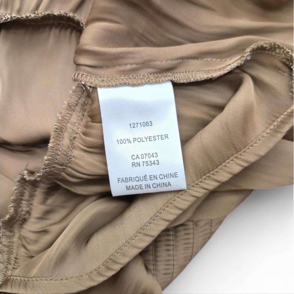 Joie XS Tan Satin Corset Top Puff Sleeve Cutout Tie-Back Romantic Date Night - Picture 6 of 11
